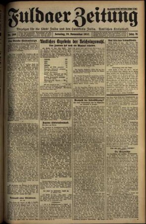 Erste Ausgabe vom Sonntag, den 20. November 1932.