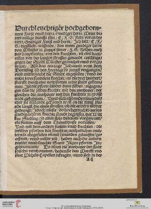 Durchleuchtiger hochgebornern Furst vnnd herre / Gnediger herre / [...]