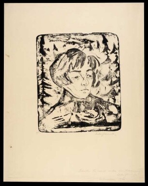 Lauschende (Sonia Gramatté, einen Vogel in den Händen)