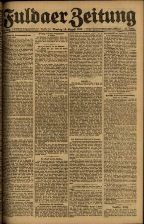 Ausgabe vom Montag, den 18. August 1919.