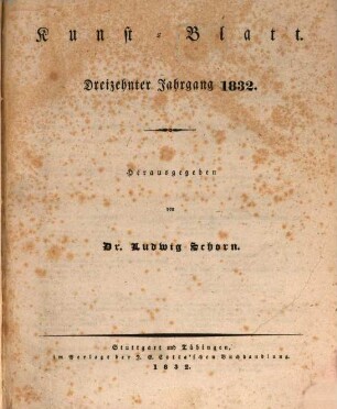 Morgenblatt für gebildete Stände. Kunst-Blatt. 1832