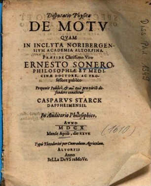 Disputatio Physica De Motv