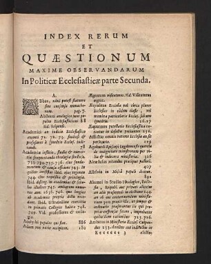 Index Rerum et Quaestionum