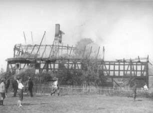 Türchau. Brand eines Wohnstallhauses