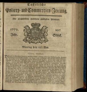 20tes Stueck, Montag den 18ten May 1772