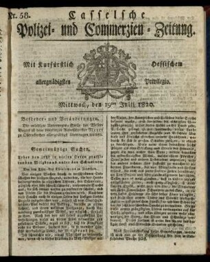 Nr. 58, Mittwoch, den 19ten Julii 1820