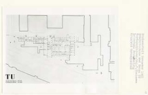 Studentenhaus und Mensa TU, Berlin-Charlottenburg (Diplomarbeit bei Peter Poelzig): Grundriss Untergeschoss 1:200