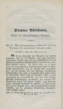 Dritter Abschnitt. Ueber die Denunciations-Antheile.