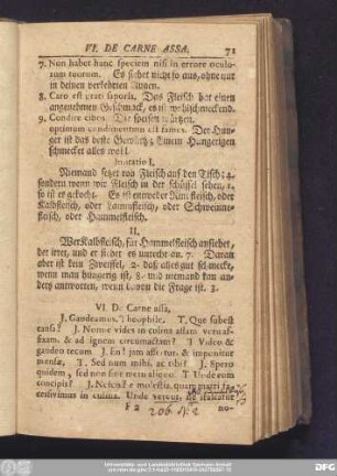 VI. De Carne assa.