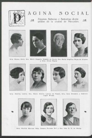 Página social - Algunas Señoras y Señoritas distinguidas de la ciudad de Mercedes.