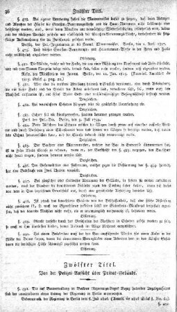 Zwölfter Titel. Von der Polizei-Aufsicht über Privat-Gebäude