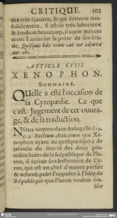 Article CVIII. Xenophon