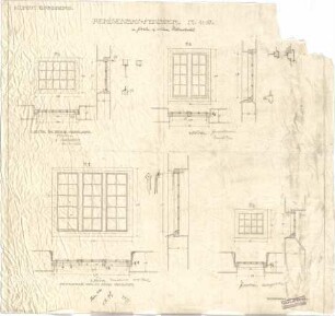 Littmann, Max; Bocksberg; Hofgut, Remisenbau - Fenster (Grundrisse, Ansichten, Schnitte)