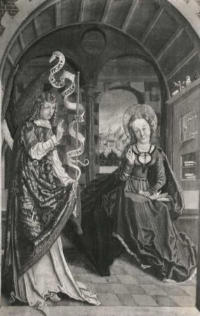 Sachsen. Ponickau. Dorfkirche. Flügelaltar, 1511, Außenseite. Verkündigung