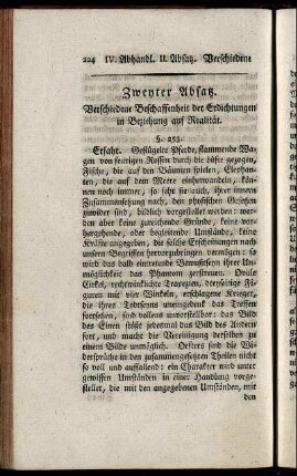 Zweyter Absatz. Verschiedene Beschaffenheit der Erdichtungen in Beziehung auf Realität.