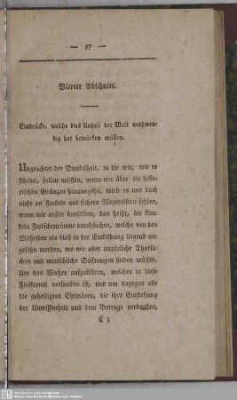 Vierter Abschnitt. Eindrücke, welche dies Unheil der Welt nothwendig hat bewürken müssen