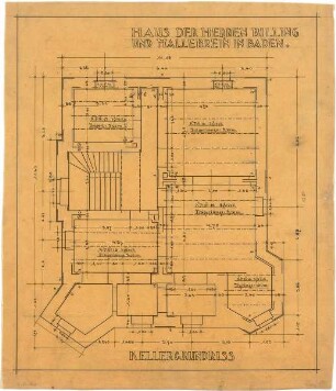 Billing, Hermann; Baden-Baden, Beuttenmüllerstr. 7 (früher 5); Haus Billing und Mallebrein - Grundriss Keller