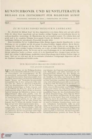 Heft 1 (April 1930)