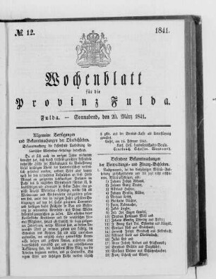 Nr. 12, Ausgabe vom 20. März 1841