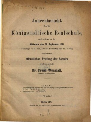 Jahresbericht : über das Schuljahr .... [1870]/71