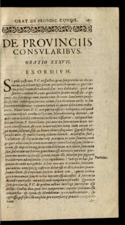 De Provinciis Consularibus. Oratio XXXVII.