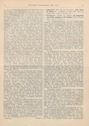 142-143 [Rezension] Stockmeyer, Imman., Die Bergpredigt Jesu Christi, ausgel. in 35 Predigten