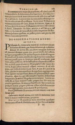De Gubernatione Mundi Aeterna.
