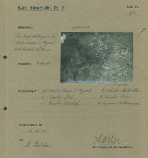 Foto feindlicher Stellungen beim Weiler Creux d'Argent und der Einöde Beû (La Beu) (Luftbild)