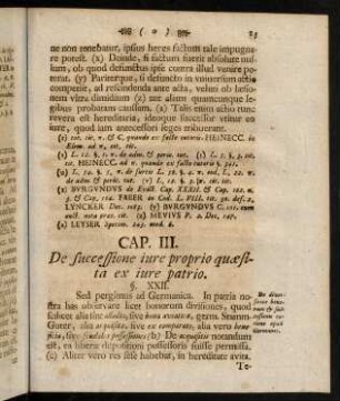 23-32, Cap. III. De successione iure proprio quaesita ex iure patrio.