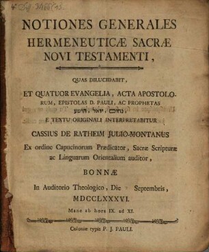 Notiones generales hermeneuticae sacrae Novi Testamenti