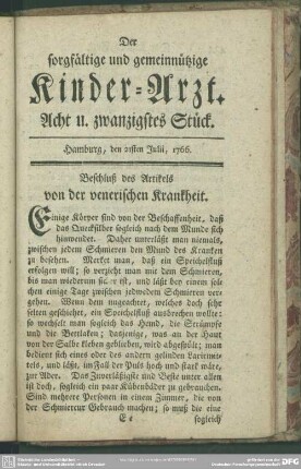 Acht u. zwanzigstes Stück