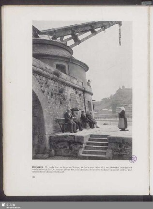Würzburg. Der große Kran mit doppeltem Ausleger, an Stelle eines älteren 1773 von Fürstbischof Adam Friedrich von Seinsheim (1755-79) nach den Plänen des Ignaz Neumann, des Sohnes Balthasar Neumanns, errichtet