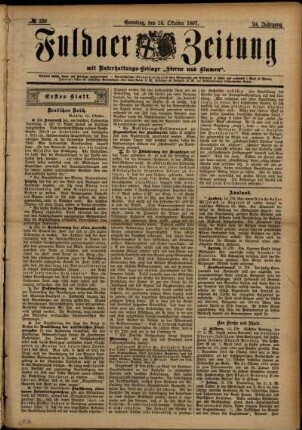 Erste Ausgabe vom Samstag, den 16. Oktober 1897.