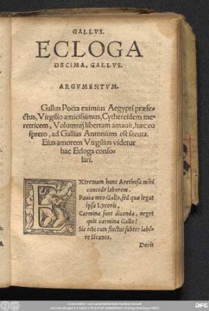 Ecloga Decima, Gallus.