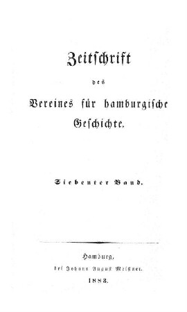 7.1883: Zeitschrift des Vereins für Hamburgische Geschichte