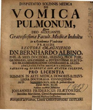Disputatio Solennis Medica De Vomica Pulmonum