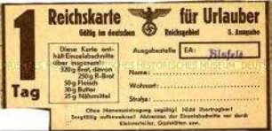 Lebensmittelkarten - Reichskarte für Urlauber für 1 Tag