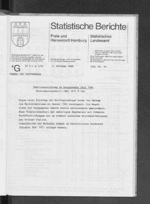 Umsatzentwicklung im Gastgewerbe Juli 1980 : Lfd. Nr. 50