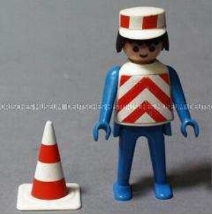 Playmobil-Spielfigur Straßenbauarbeiter mit Kegel