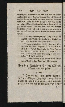 212-224, Von dem Gleichgewichte der flüßigen Körper mit den festen.