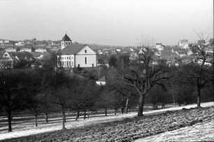 Walddorf: Gesamtansicht von Westen, Ort mit Kirche