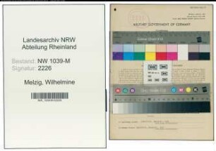 Entnazifizierung Wilhelmine Melzig , geb. 02.08.1898 ()