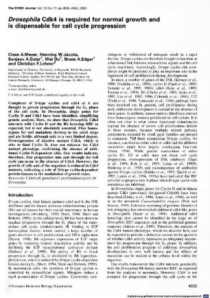 Drosophila Cdk4 is required for normal growth and is dispensable for cell cycle progression