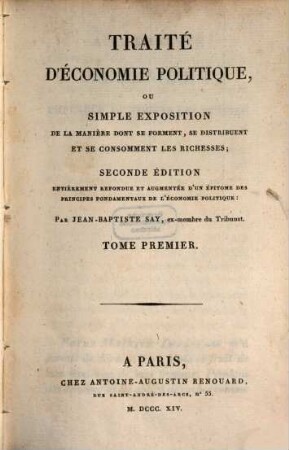 Traité d'économie politique, T. 1