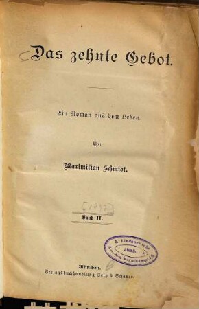 Das zehnte Gebot : ein Roman aus dem Leben, 2