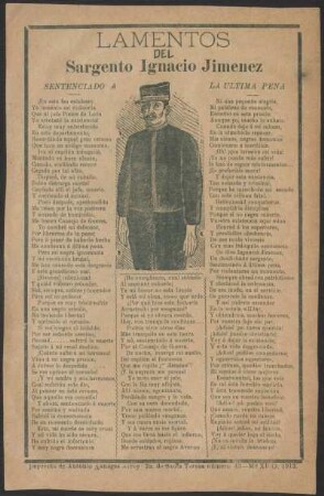 Lamentos del Sargento Ignacio Jimenez : sentenciado a la ultima pena