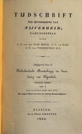 Tijdschrift ter bevordering van nijverheid. 16,1. 1853 = Reeks 2, Deel 1