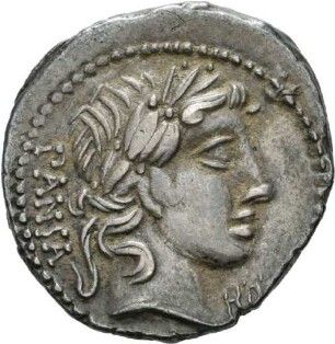 Denar des C. Vibius Pansa mit Darstellung der Minerva in einer Quadriga