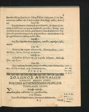 Solonis Atheniensium Principis Tabulares Leges.