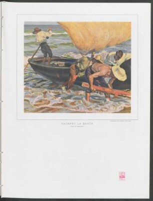Sacando la barca : Óleo de Mongrell, propiedad del señor Justo Bou